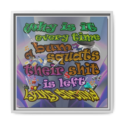 the bum's shit - framed canvas art (grey-pink wave)