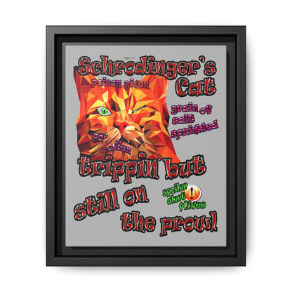 schrodinger's cat - framed canvas art (light grey)