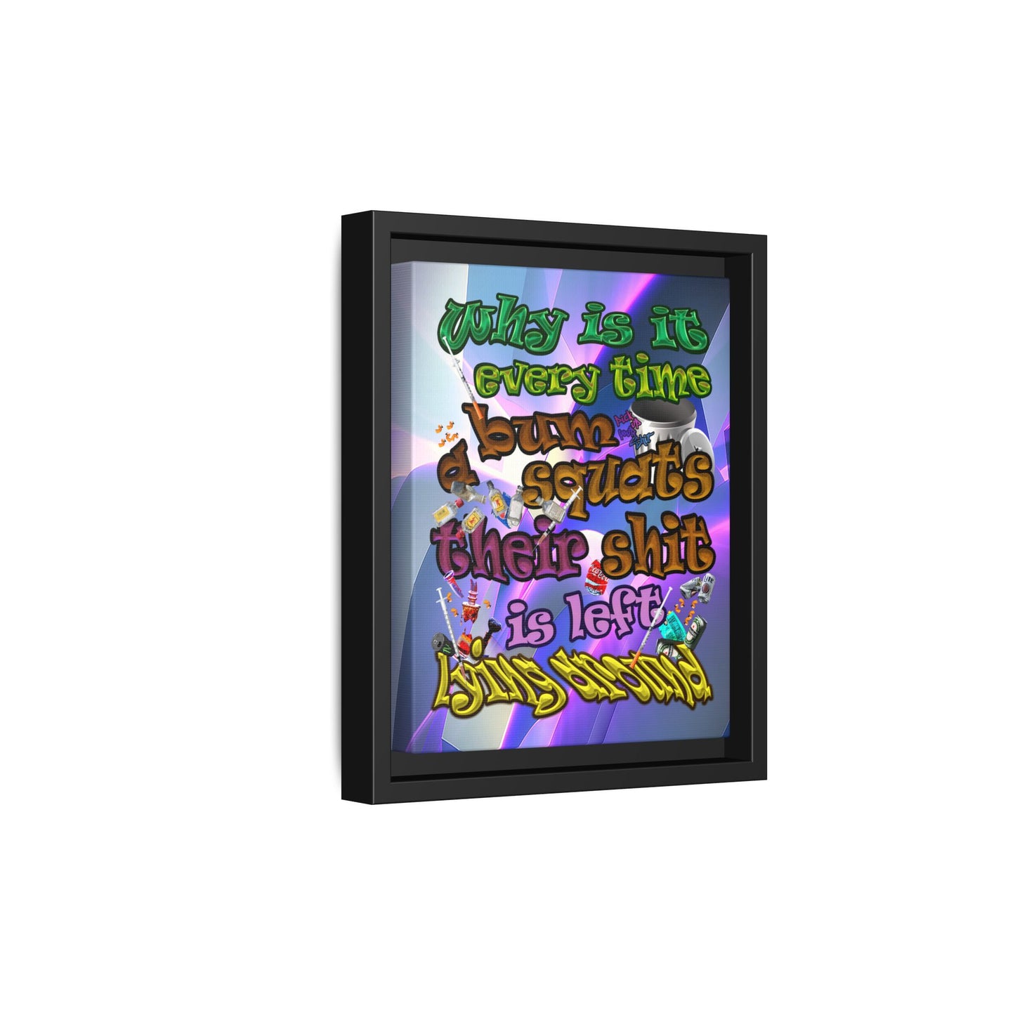 the bum's shit - framed canvas art (grey-pink wave)