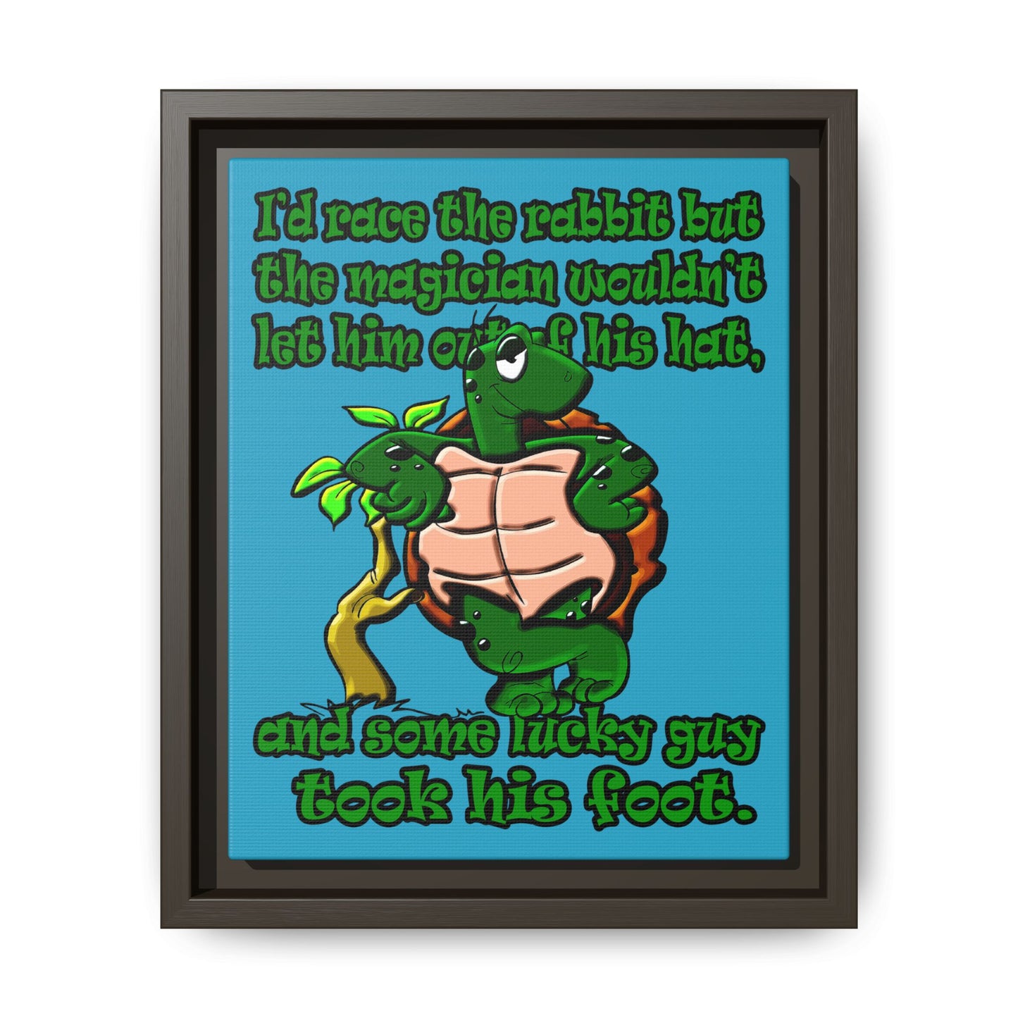 turtle race - framed canvas art (turquoise)