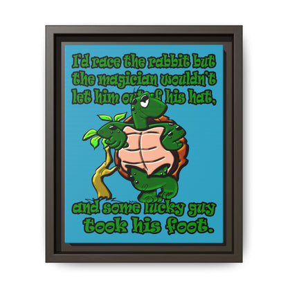turtle race - framed canvas art (turquoise)