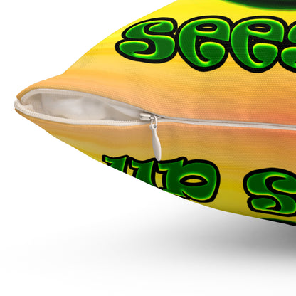 green monster - Spun Polyester Square Pillow - (color blur)