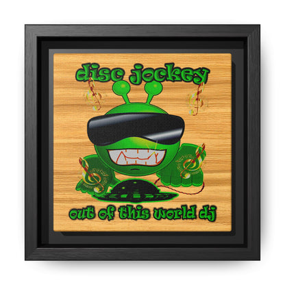 disc jockey - framed canvas art (butterscotch wood finish)