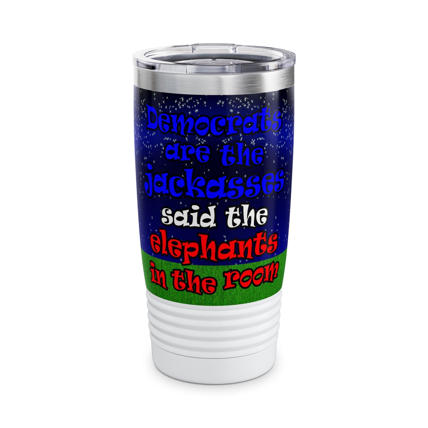 donkeys and elephants - Ringneck Tumbler, 20oz ('snoops' background)