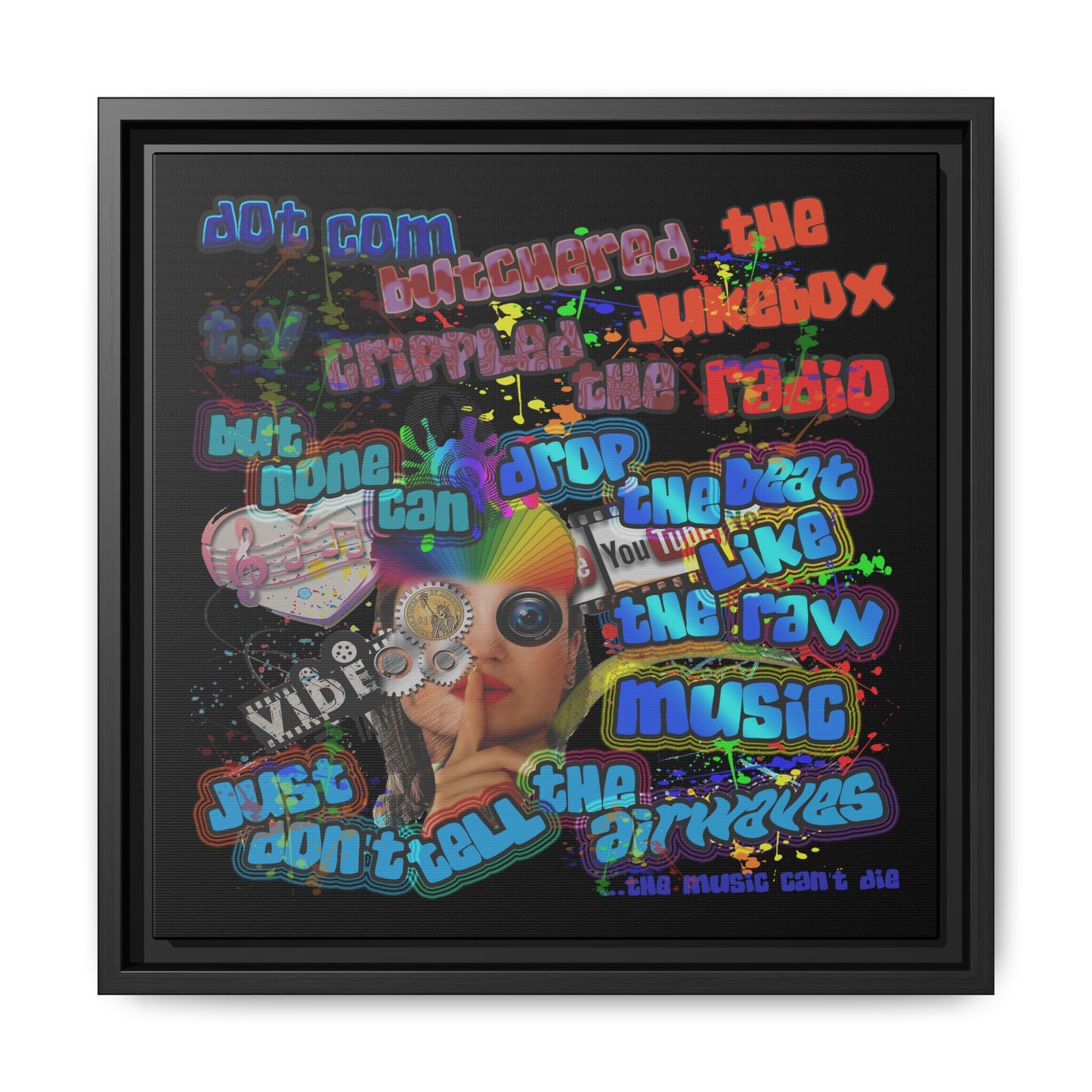 drop the beat - framed canvas art (black)