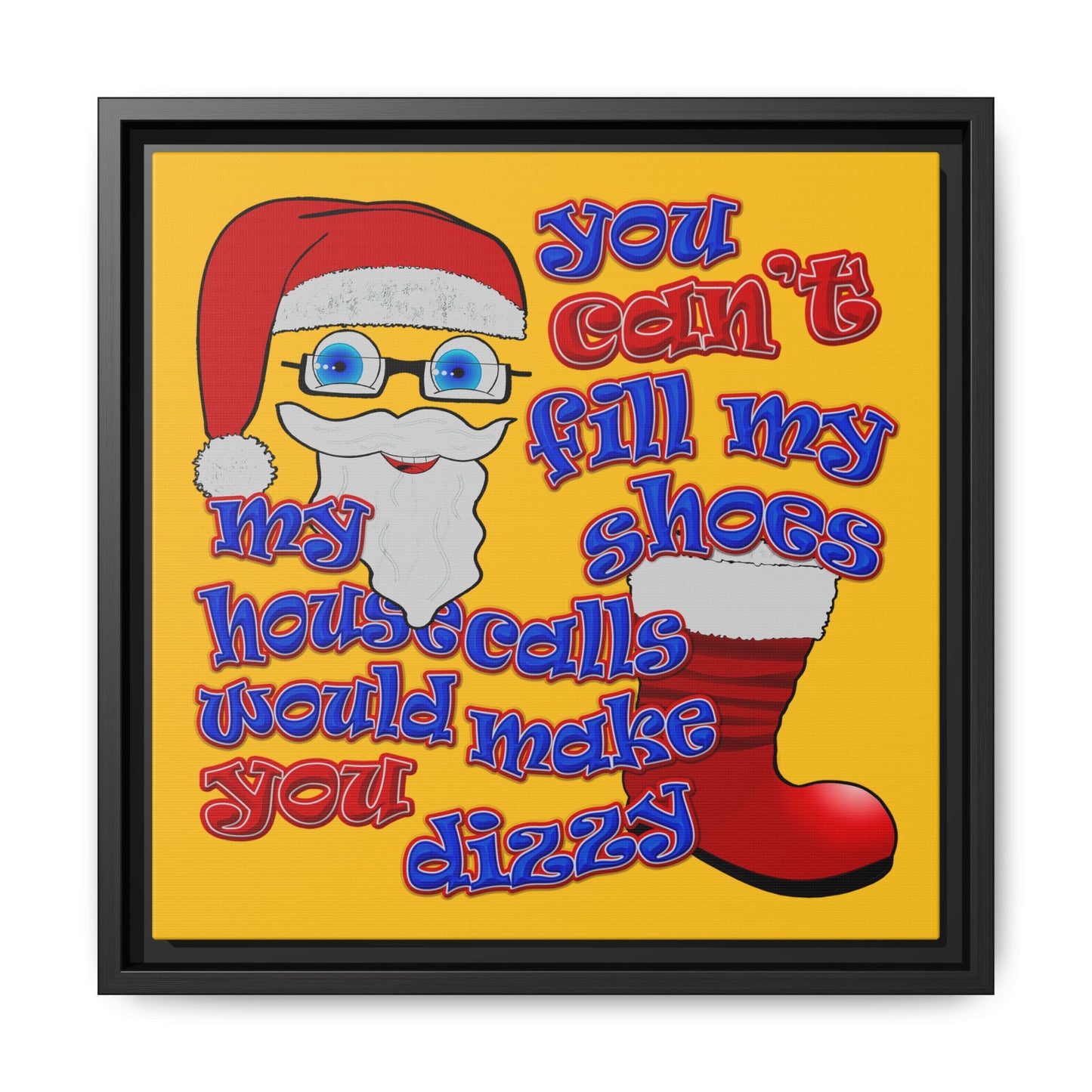 santa's shoes - framed canvas art (yellow)