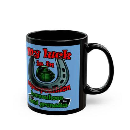 my luck - Black Mug (light blue)