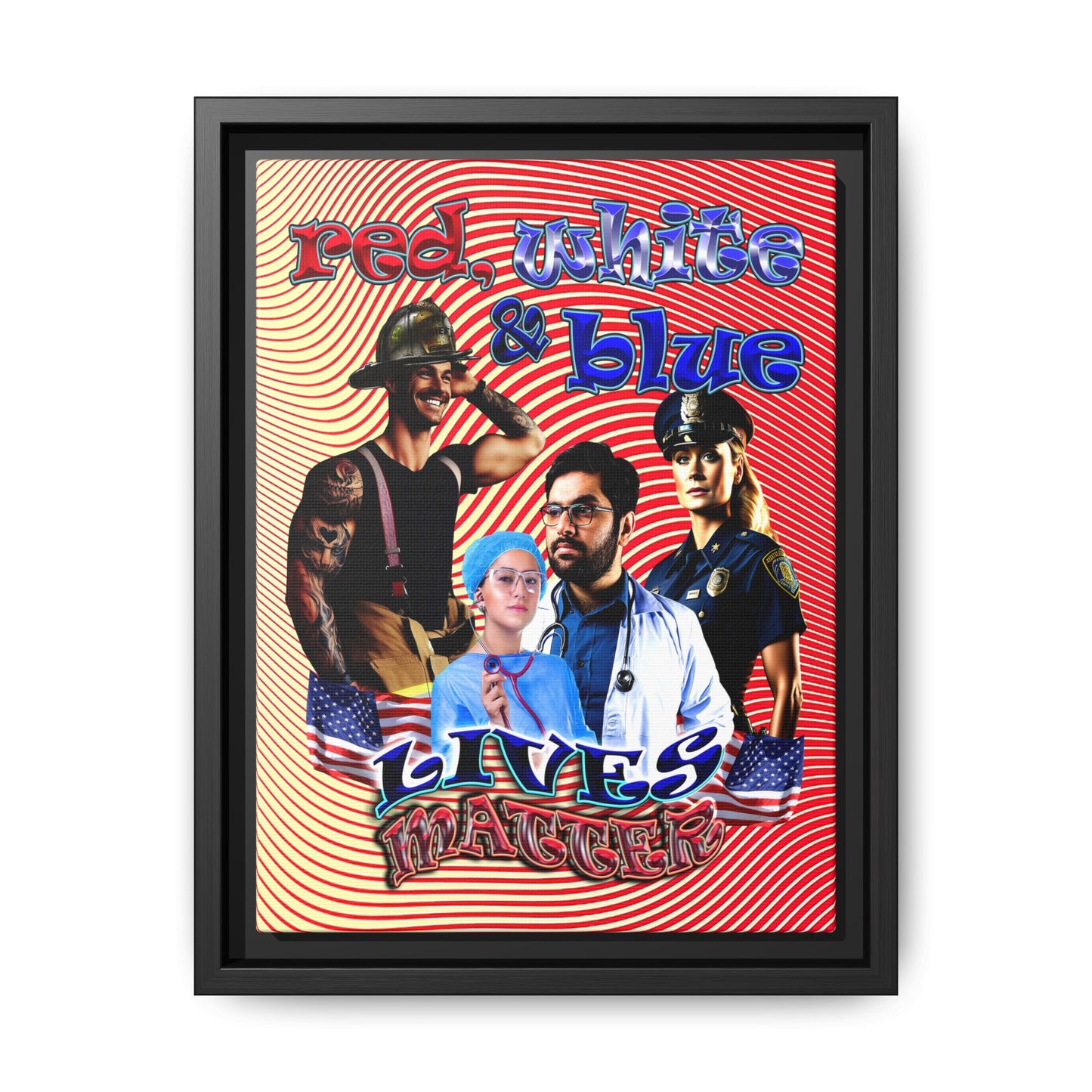 rw&b lives matter - framed canvas art (yellow-orange wave)