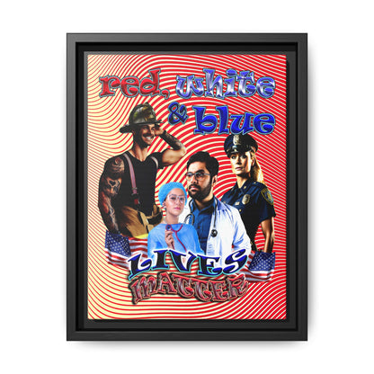 rw&b lives matter - framed canvas art (yellow-orange wave)