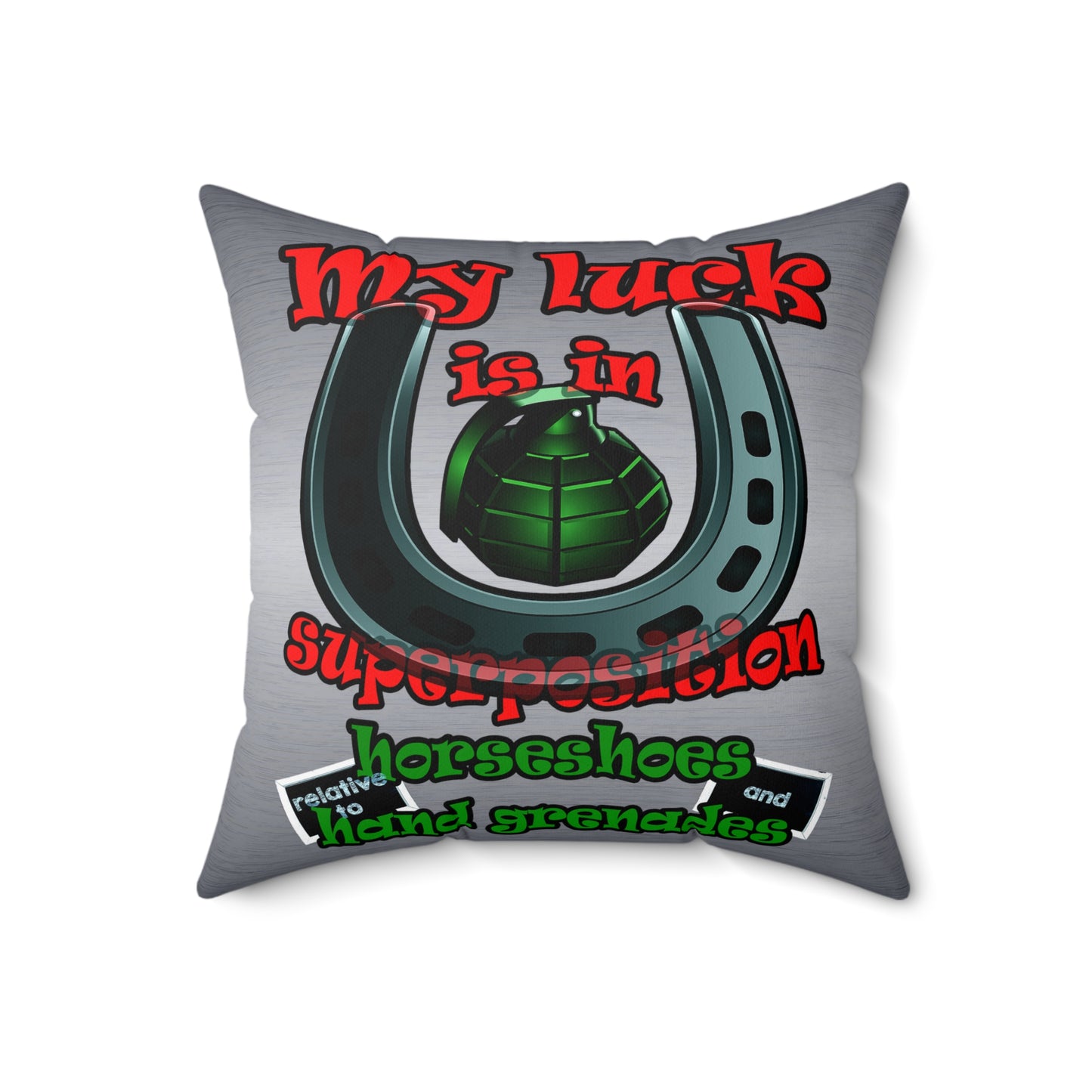 my luck - Spun Polyester Square Pillow - (brushed nickel)