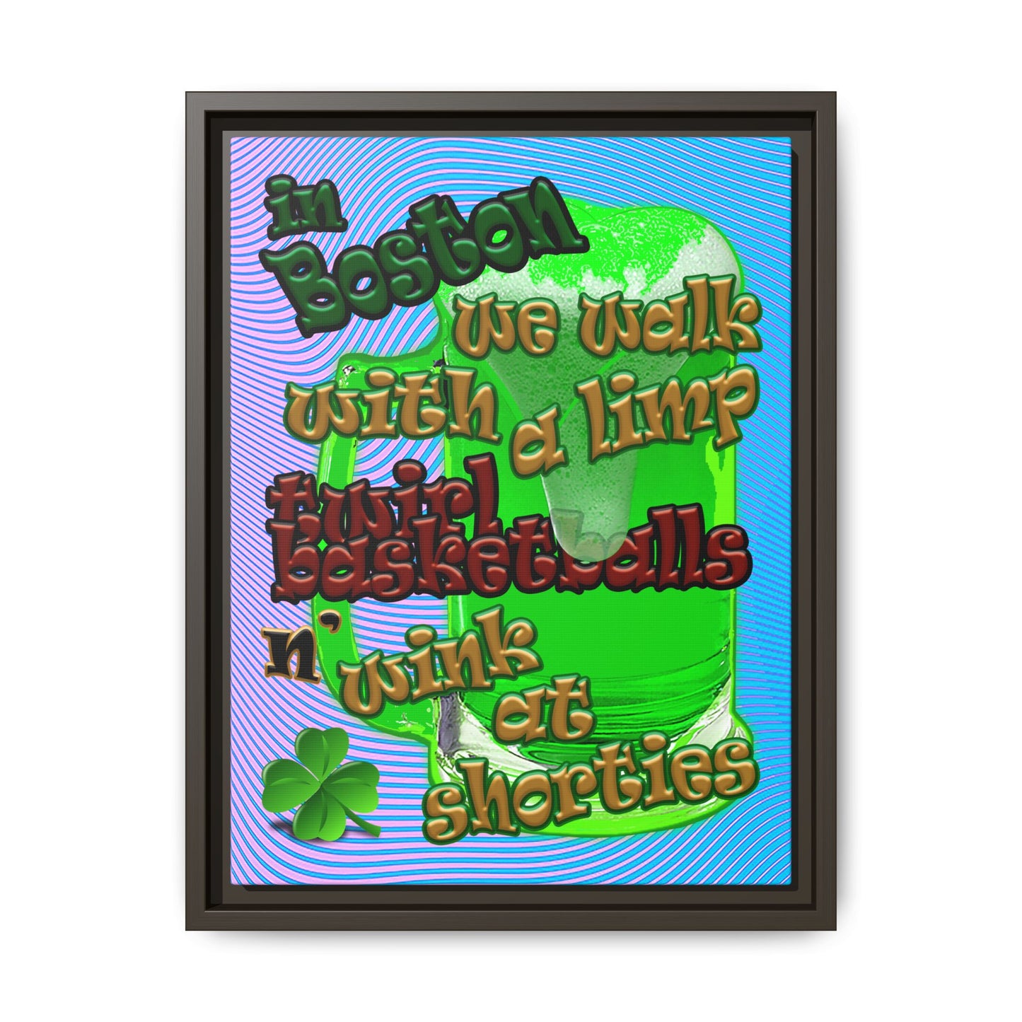 celtics logo - framed canvas art (light blue-purple wave)