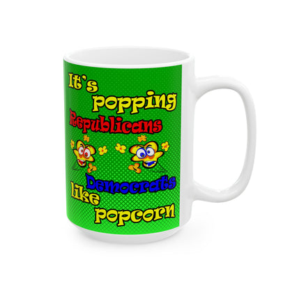 popping like popcorn - White Mug (logo green)