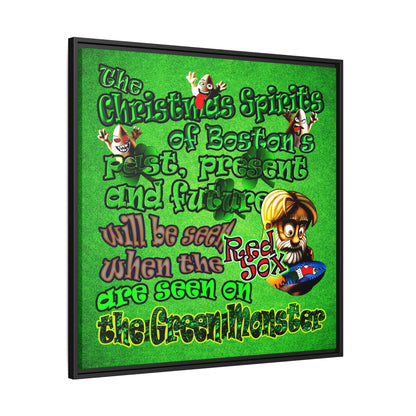 christmas spirits of boston - framed canvas art (green turf)