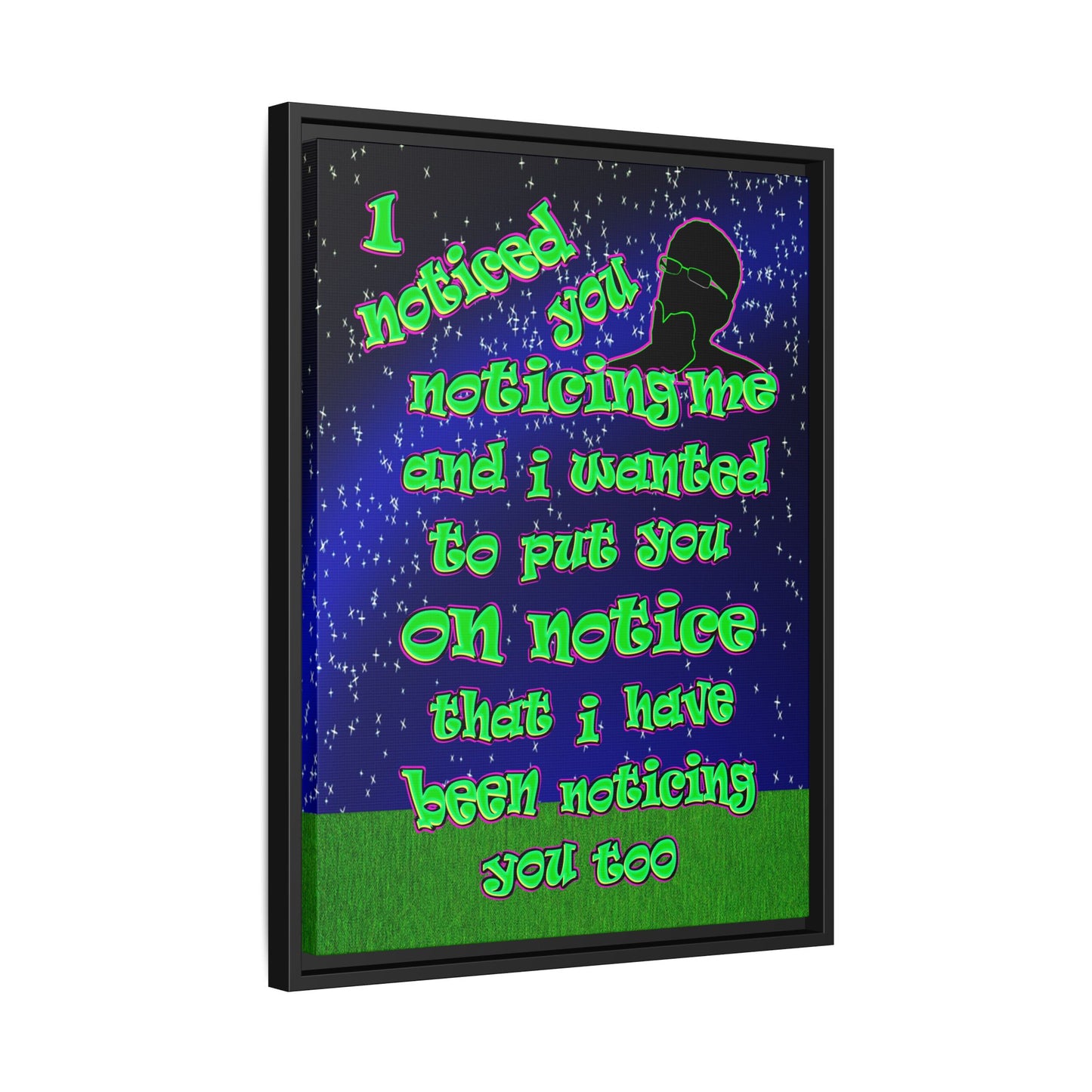 noticed you noticing - framed canvas art ('snoops' background)