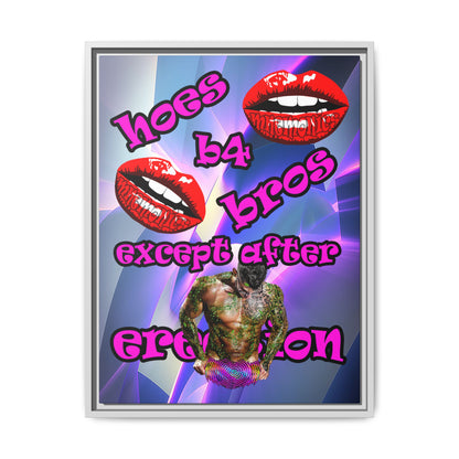 hoes b4 bros - framed canvas art (grey-pink wave)