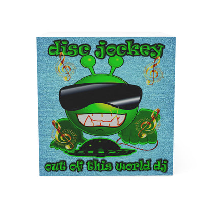 disc jockey - note cube (faded blue)