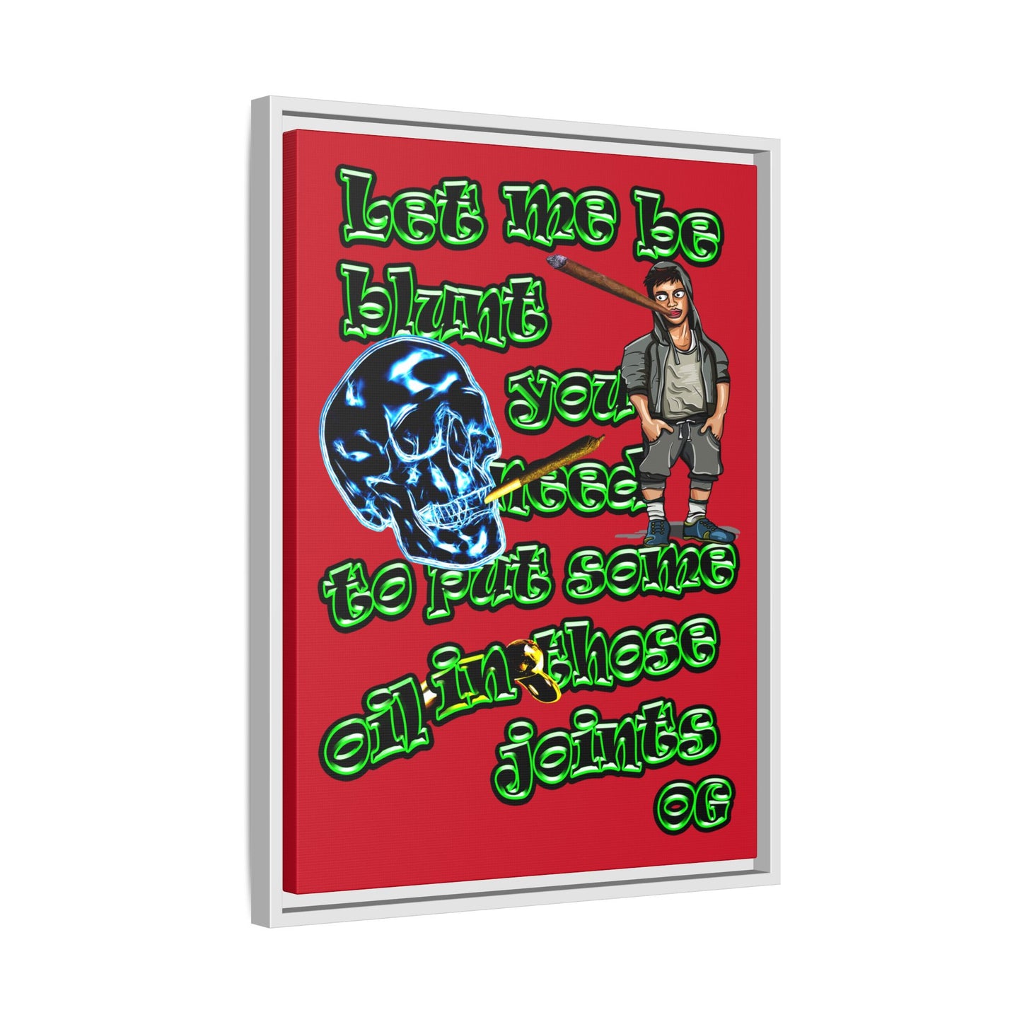 og - framed canvas art (dark red)