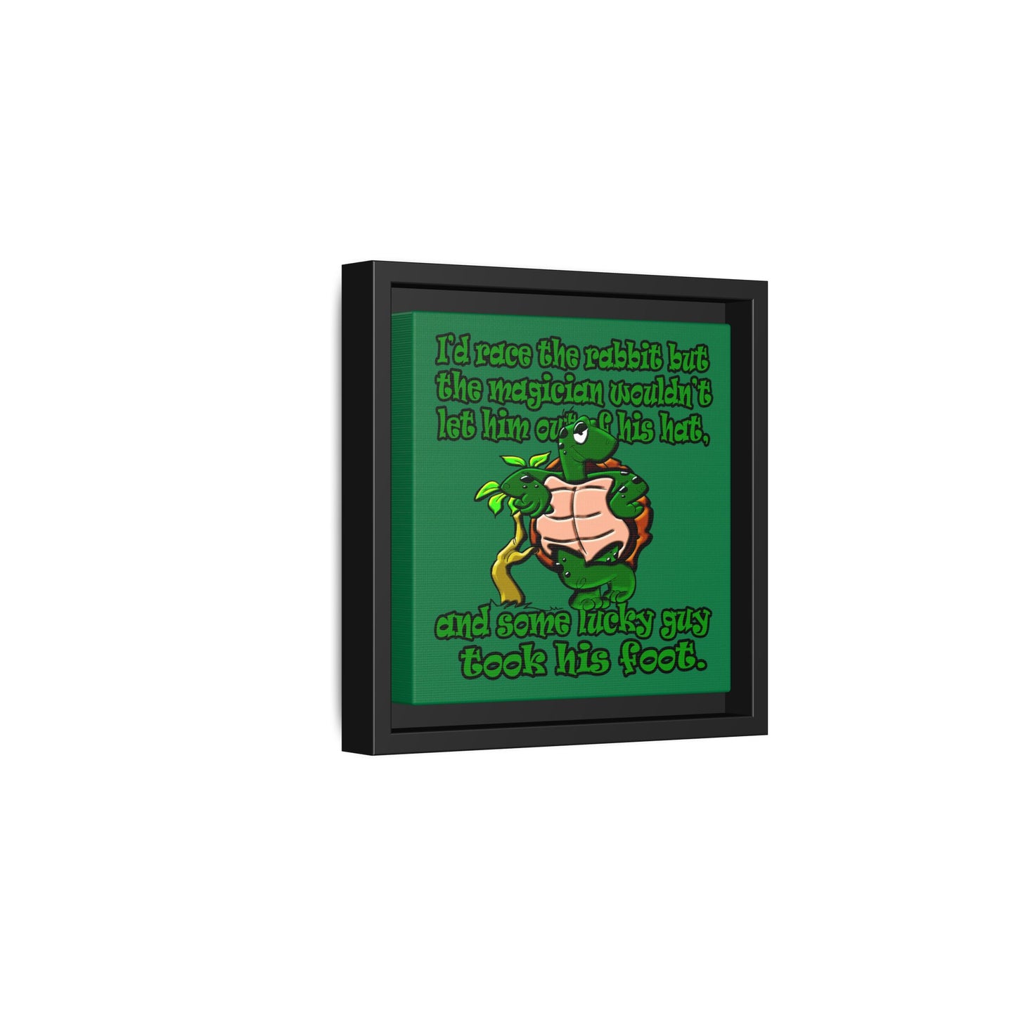 turtle race - framed canvas art (dark green)