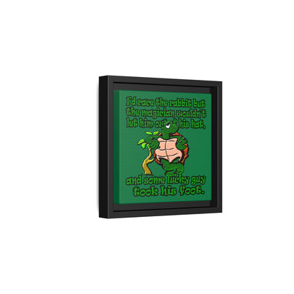turtle race - framed canvas art (dark green)