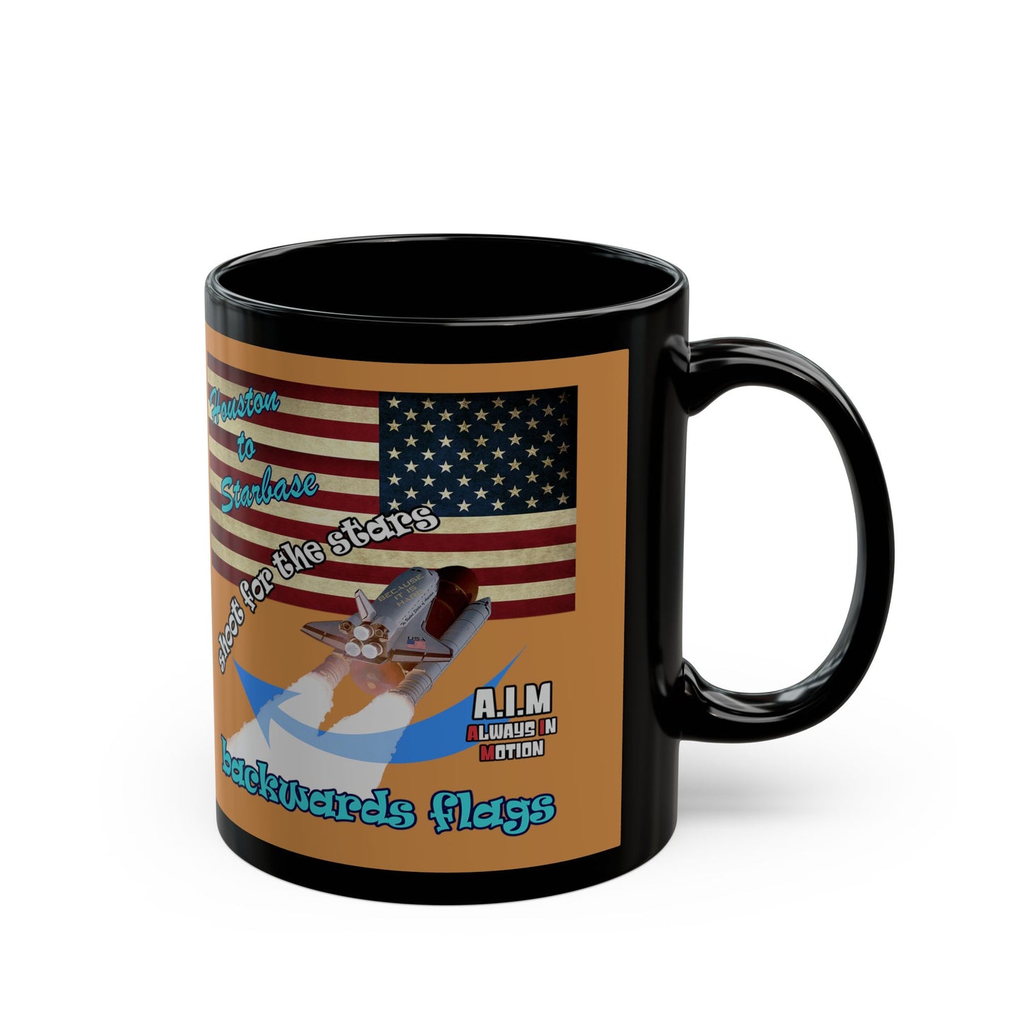 shoot for the stars - Black Mug (light brown)