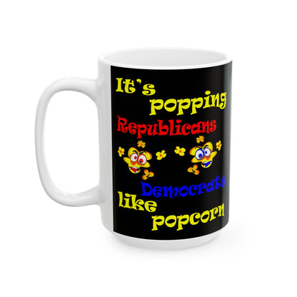 popping like popcorn - White Mug (black)