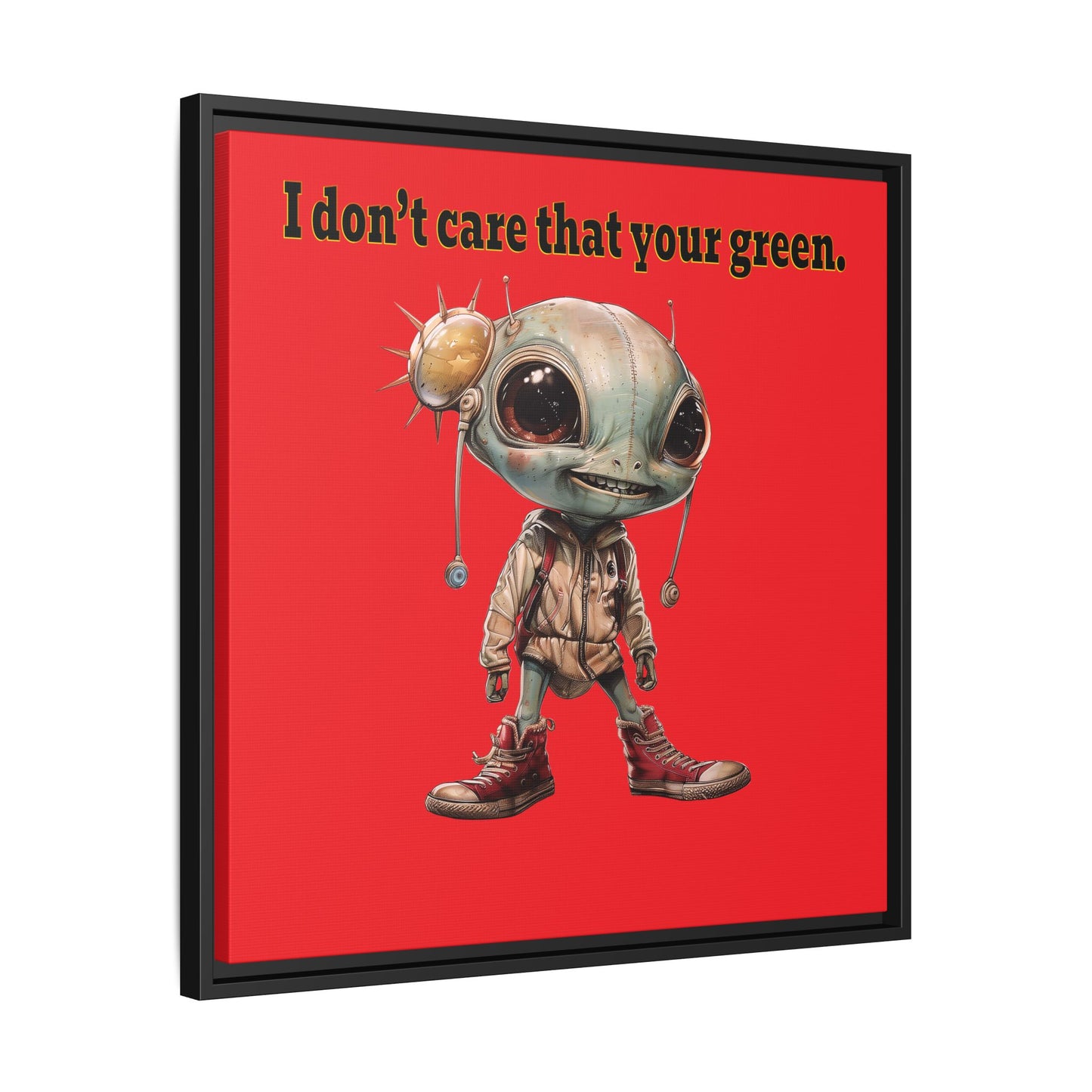 I don't care that your green - framed canvas art (red)