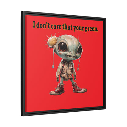 I don't care that your green - framed canvas art (red)