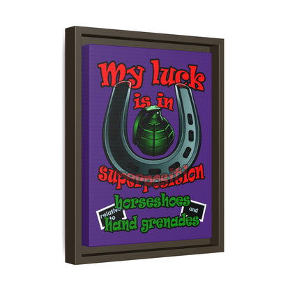 my luck - framed canvas art (purple)