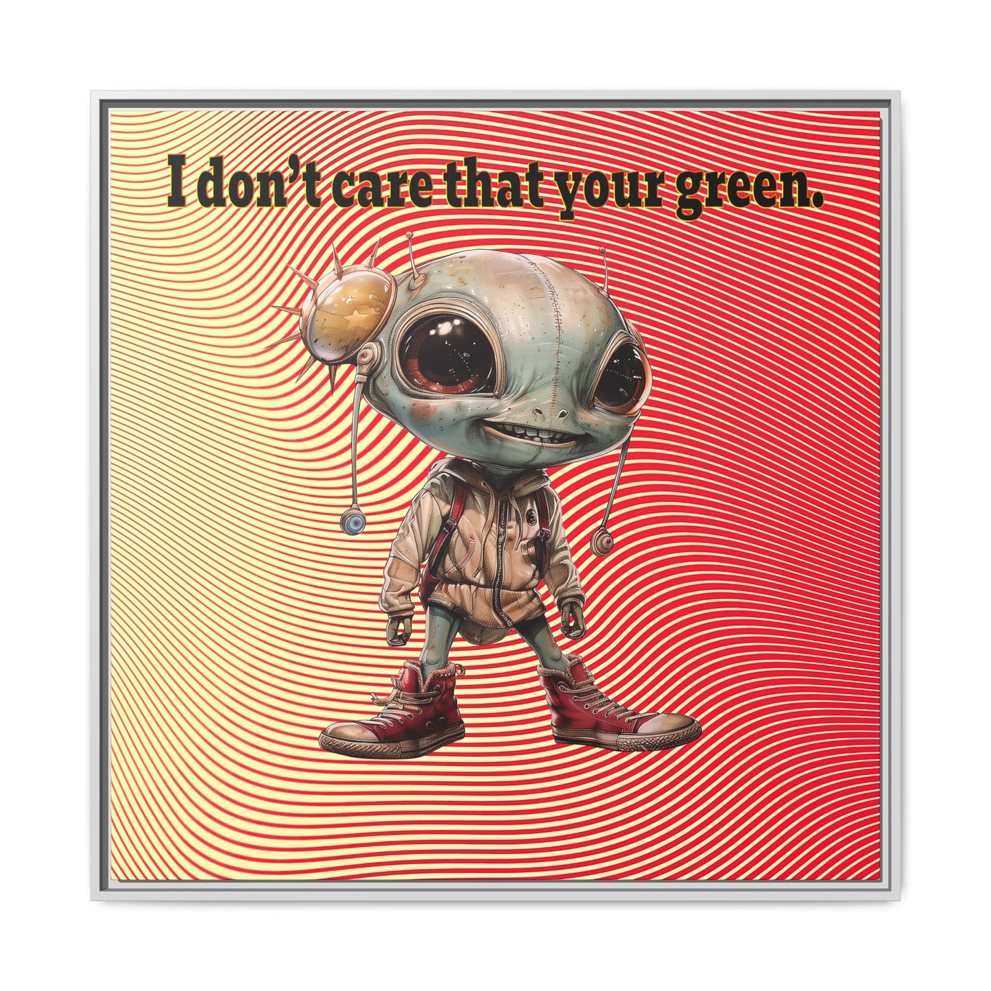 I don't care that your green - framed canvas art (yellow-orange wave)