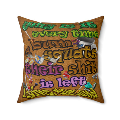 the bum's shit - Faux Suede Square Pillow - (dichromatic brown papyrus)