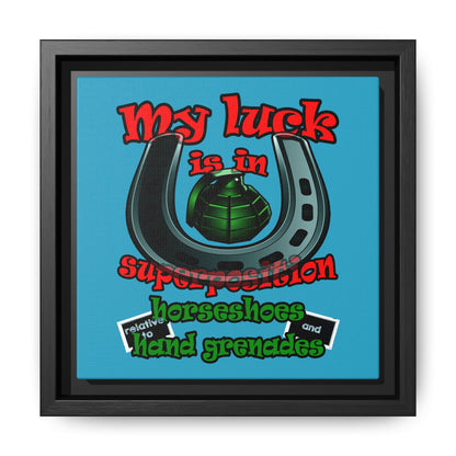 my luck - framed canvas art (turquoise)