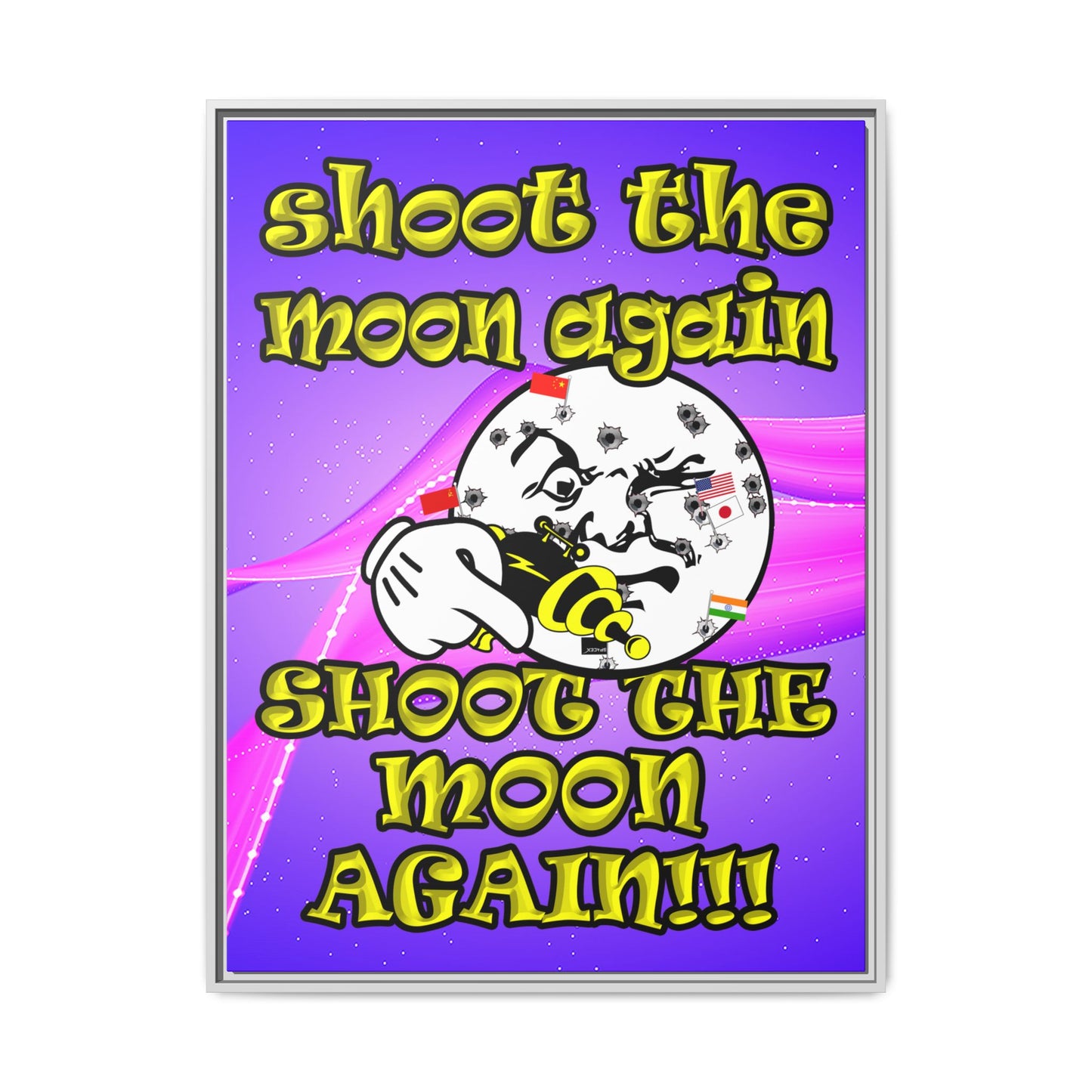 shoot the moon again - framed canvas art (purple-pink wave)