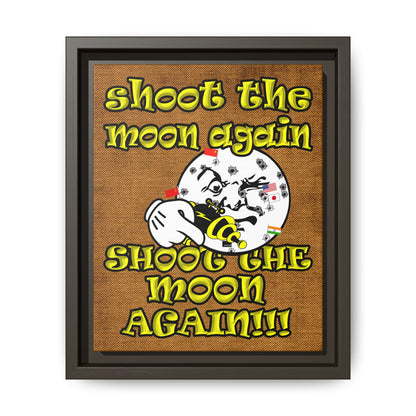 shoot the moon again - framed canvas art (brown papyrus)