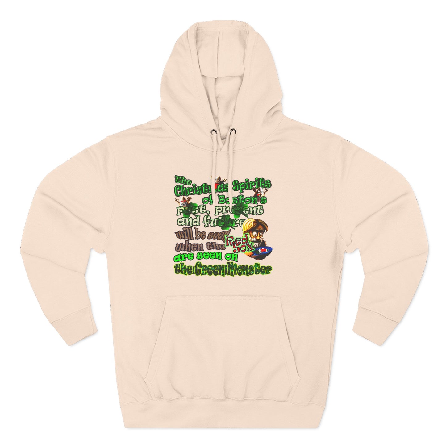 christmas spirits of boston - Three-Panel Fleece Hoodie