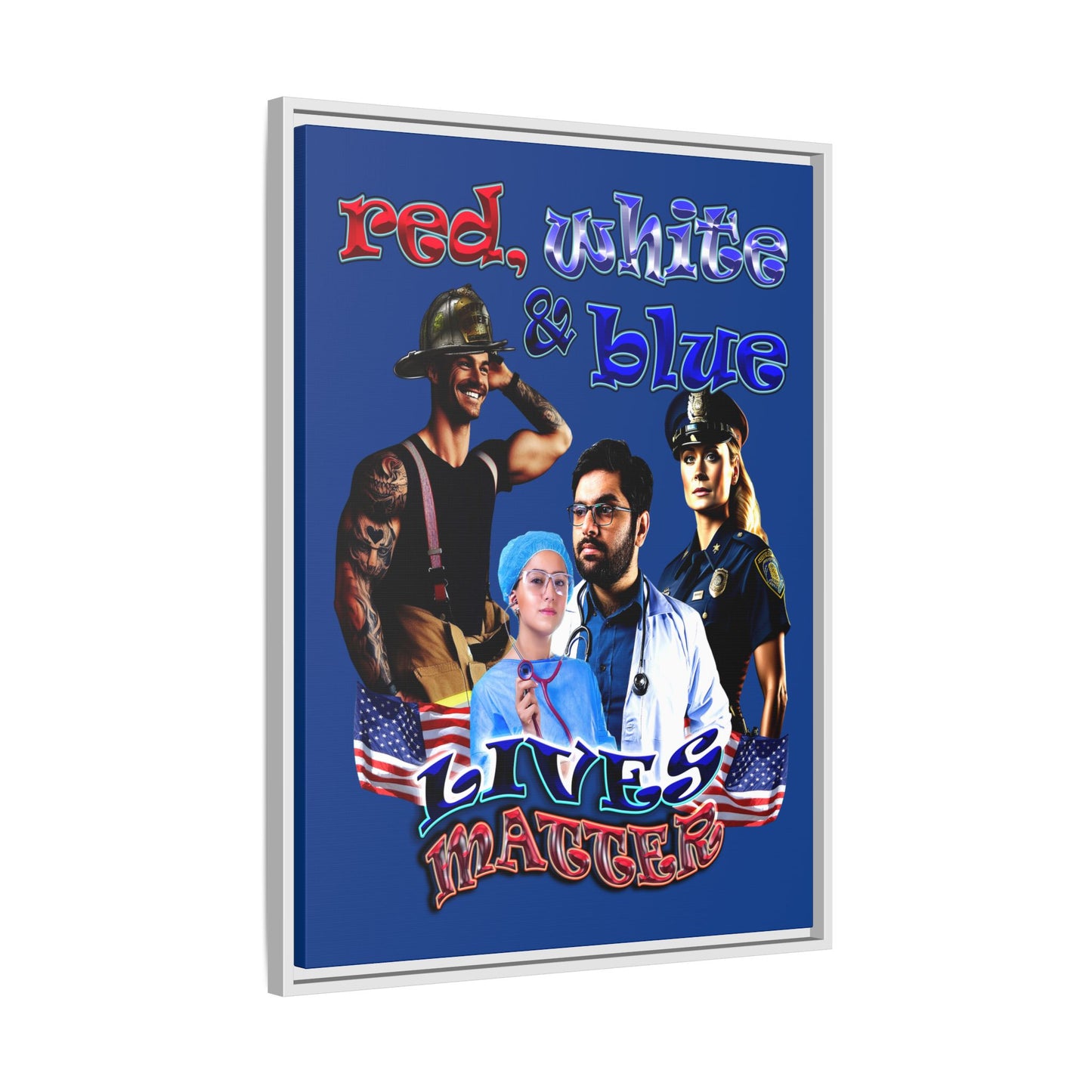 rw&b lives matter - framed canvas art (dark blue)