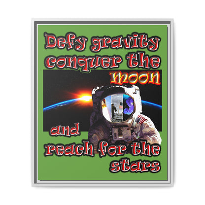 defy conquer reach - framed canvas art (green)