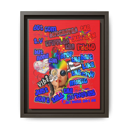 drop the beat - framed canvas art (red)