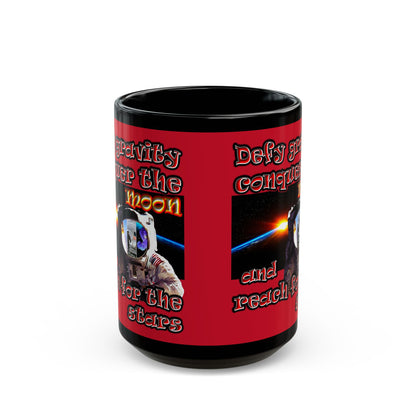 defy conquer reach - Black Mug (dark red)