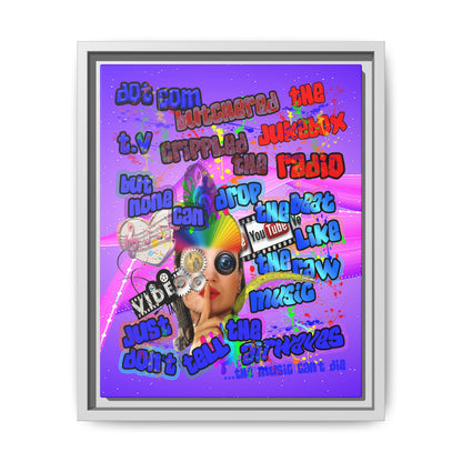 drop the beat - framed canvas art (purple-pink wave)