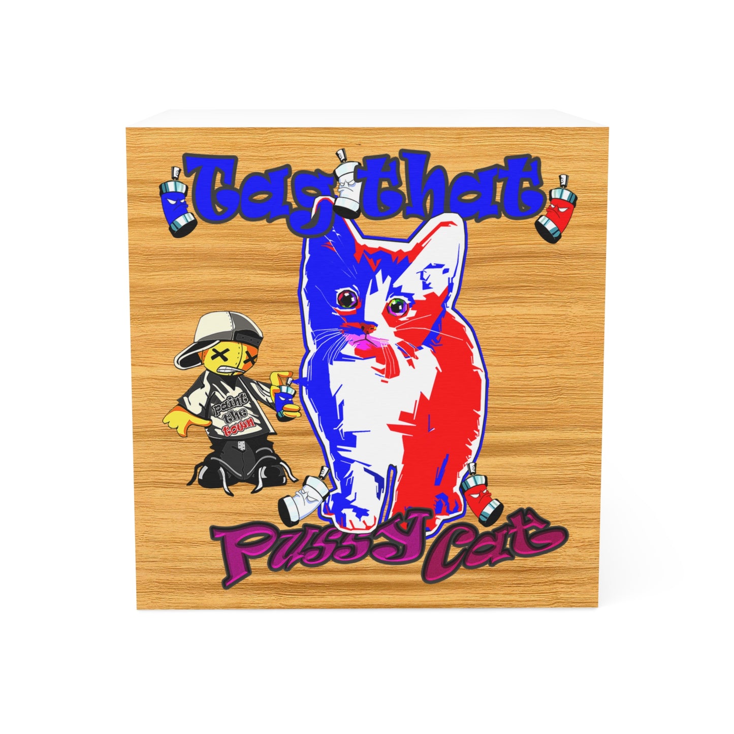 tag that - note cube (butterscotch wood finish)