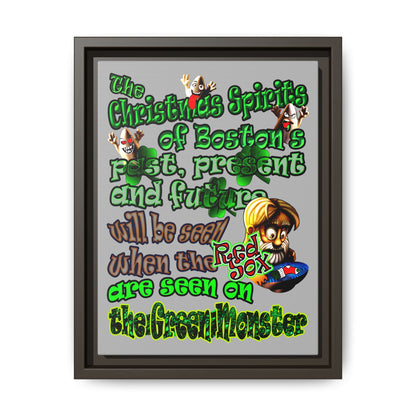 christmas spirits of boston - framed canvas art (light grey)