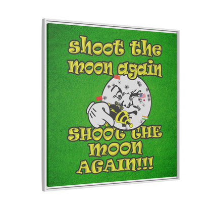 shoot the moon again - framed canvas art (green turf)
