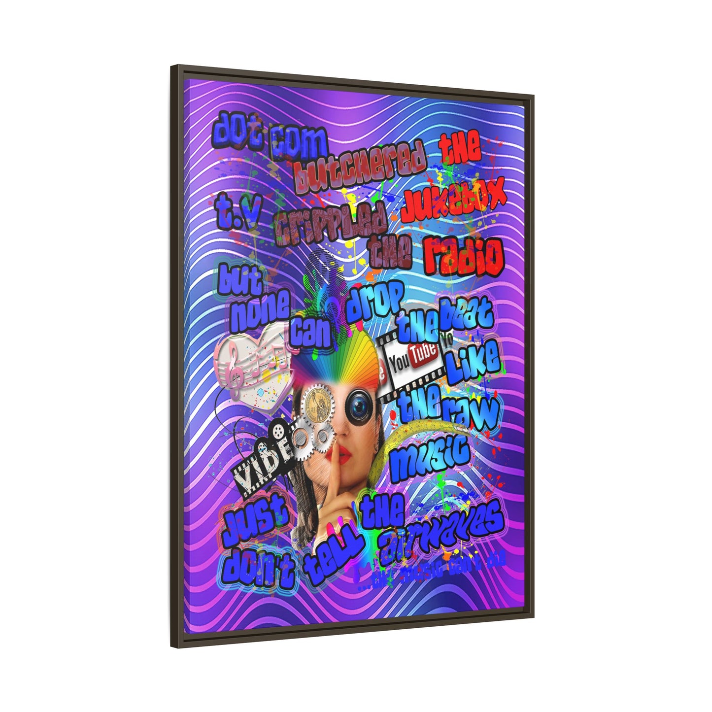 drop the beat - framed canvas art (purple wave)