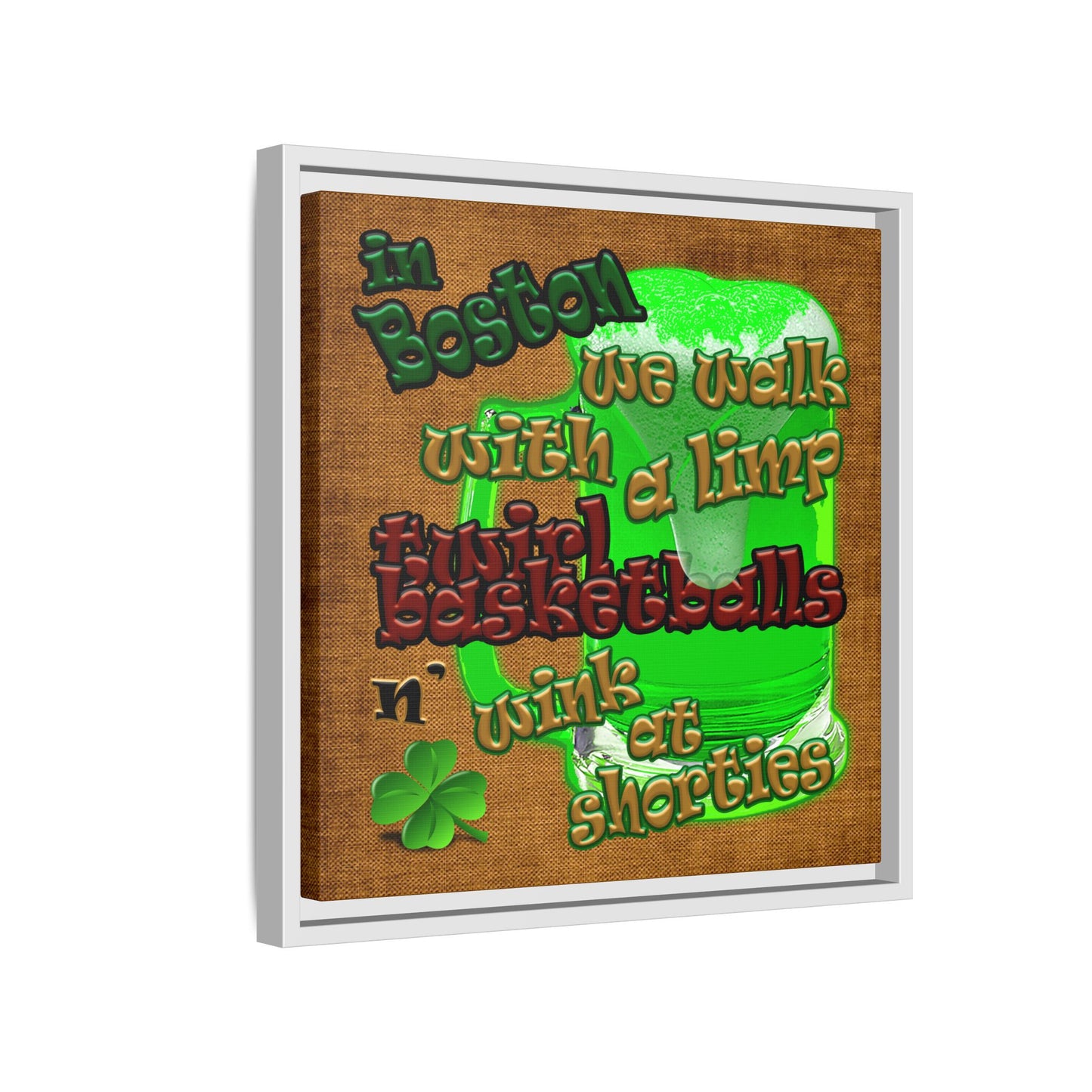 celtics logo - framed canvas art (brown papyrus)
