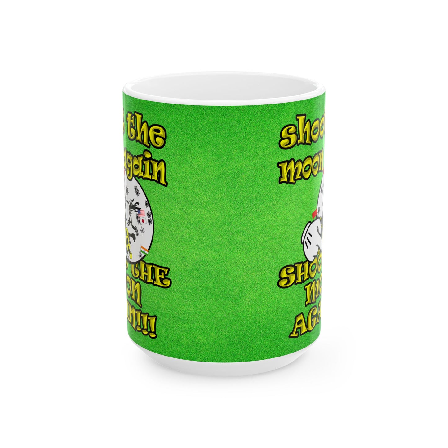shoot the moon again - White Mug (green turf)