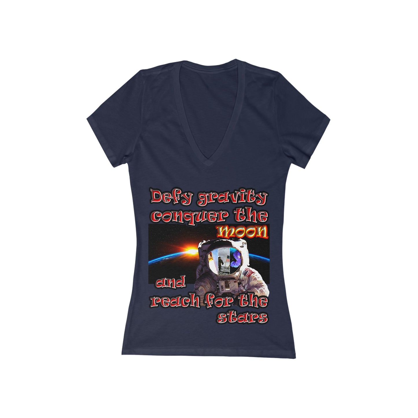 defy conquer reach - Women's Jersey Short Sleeve Deep V-Neck Tee