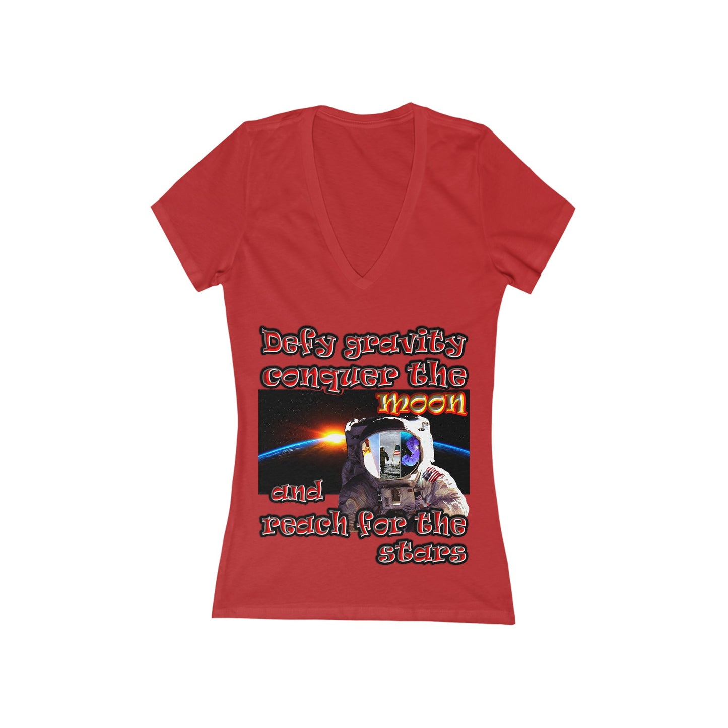 defy conquer reach - Women's Jersey Short Sleeve Deep V-Neck Tee