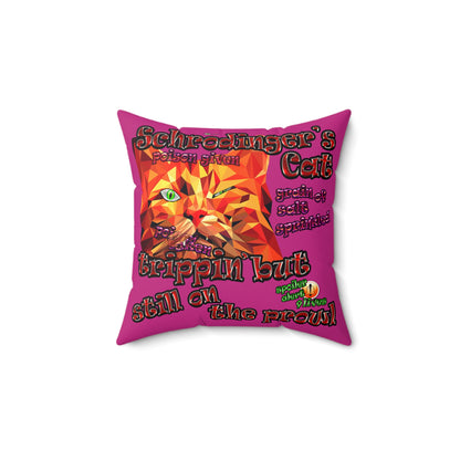 schrodinger's cat - Faux Suede Square Pillow - (pink)