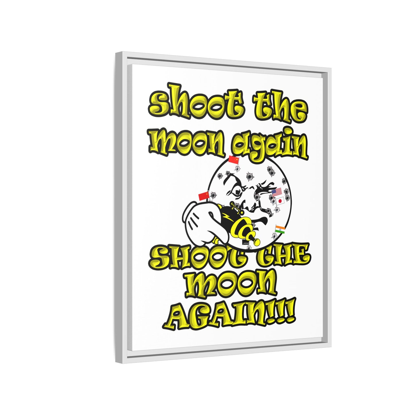 shoot the moon again - framed canvas art (white)