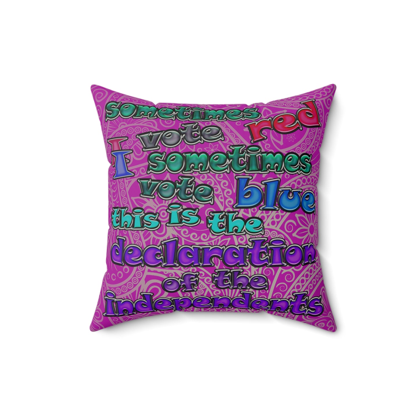 declaration of the independents - Faux Suede Square Pillow - (pink swirl)